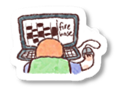 A sticker of a person using a computer
Description automatically generated