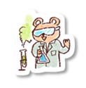 A cartoon of a bear wearing goggles and holding a beaker
Description automatically generated