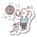 A cartoon of a person drinking a glass and a mouse
Description automatically generated