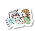 A cartoon of a child and a cat

Description automatically generated