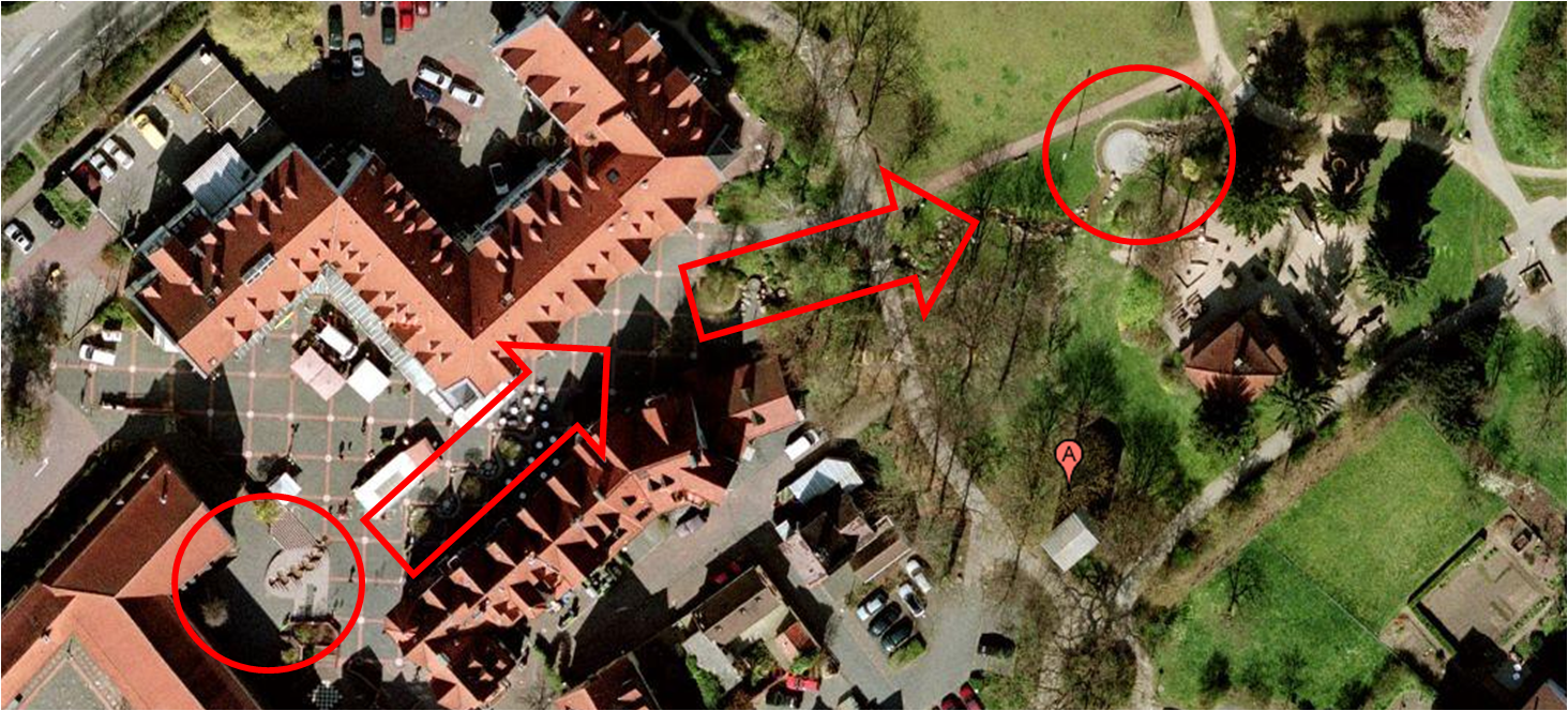 Bird's eye view of Hattersheim Town Hall Square