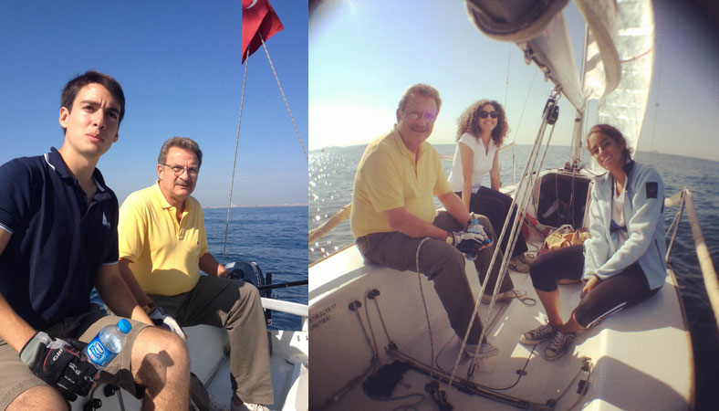 Sailing off from Kalamış with SU-Sail: Can Berk Sansoy, Elçin Kaya, Oya Tekbulut (September 2013)