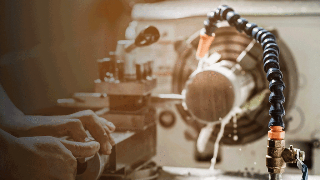 Close-up of coolant and maker hands