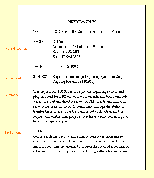 Memorandum Example, page 1