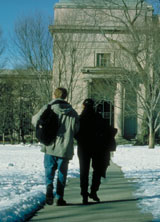 Two people in Killian Court