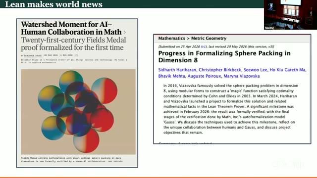 The sphere-packing arXiv abstract Ono showed, crediting Math, Inc.'s "Gauss" autoformalization model.
